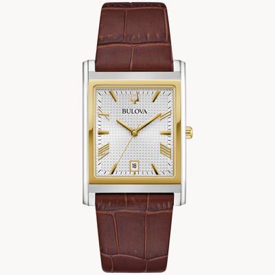 Bulova White Dial Brown Strap Sutton Watch