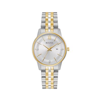 Bulova TwoTone White Dial Classic Watch