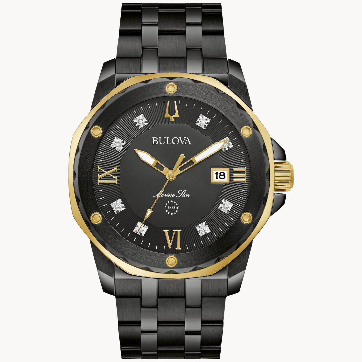 Bulova Black Tone Black Dial Marine Star Watch