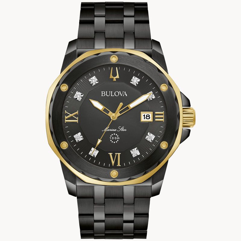 Bulova Black Tone Black Dial Marine Star Watch