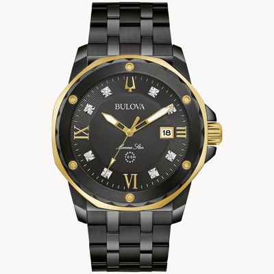 Bulova Black Tone Black Dial Marine Star Watch