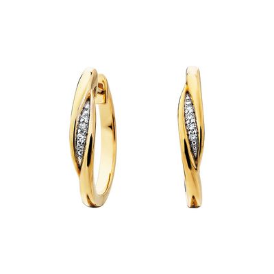 Yellow Vermeil White Sapphire Hoop Earrings