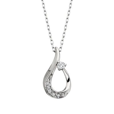 14KT White Gold Diamond Teardrop Necklace