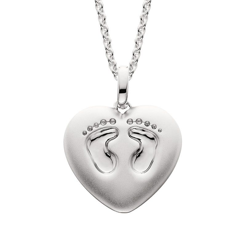 Silver Heart with Footprints Necklace