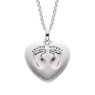 Silver Heart with Footprints Necklace