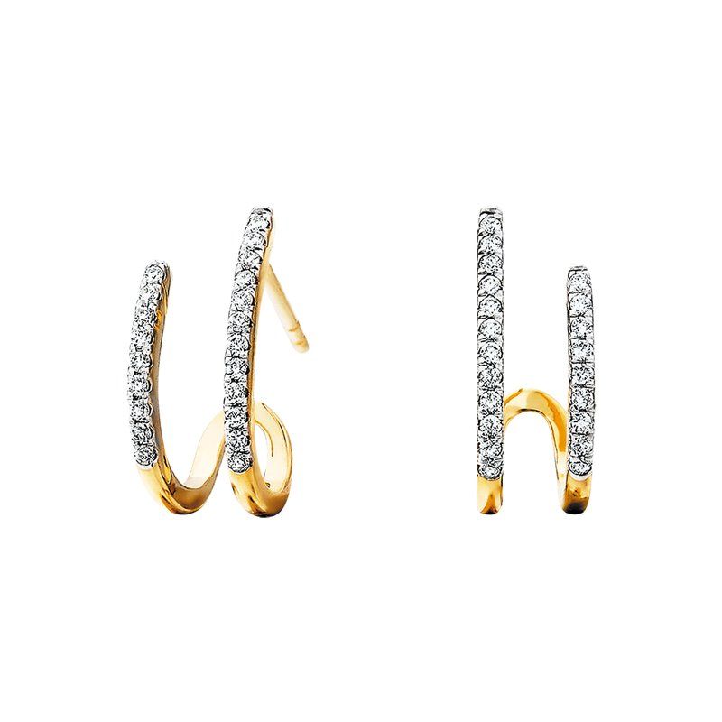 10KT Yellow Gold Diamond Illusion Double Hoop Earrings