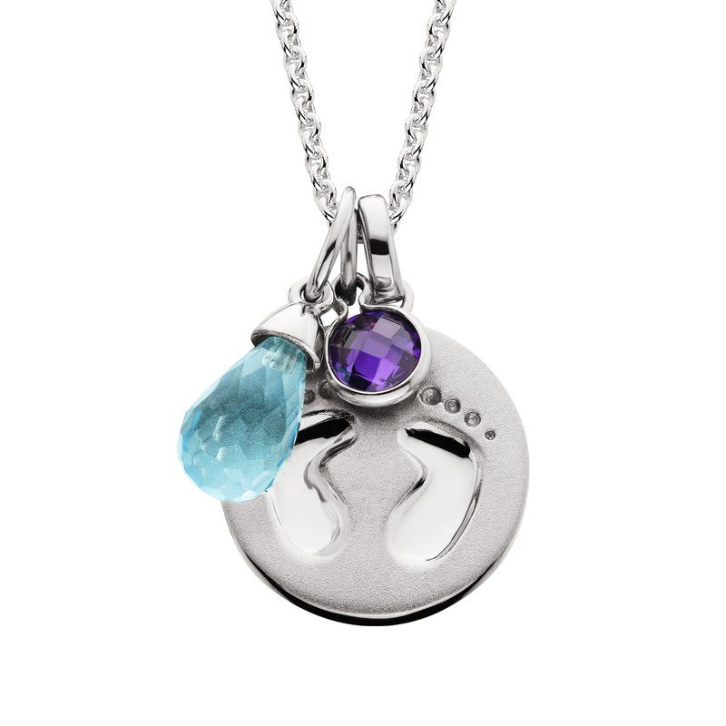 Silver Medalion with Footprints Necklace