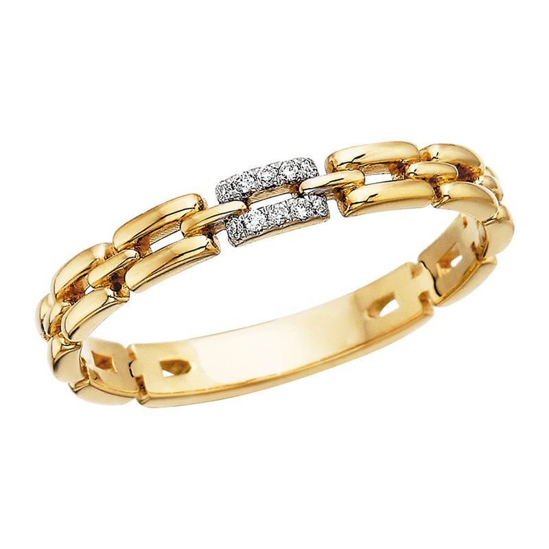 10KT Yellow Gold Diamond Panther Link Ring