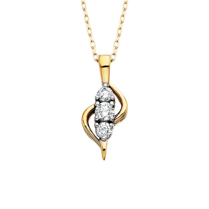 14KT Yellow Gold Three Round Diamond Chapter Necklace