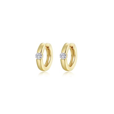 Yellow Gold-Plated .34CTW Simulated Diamond High Polished Huggie Hoop Earrings Yellow Gold-Plated .34CTW Simulated Diamond High Polished Huggie Hoop Earrings