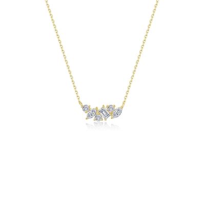 Yellow Gold-Plated Simulated Diamond Prismatic Necklace