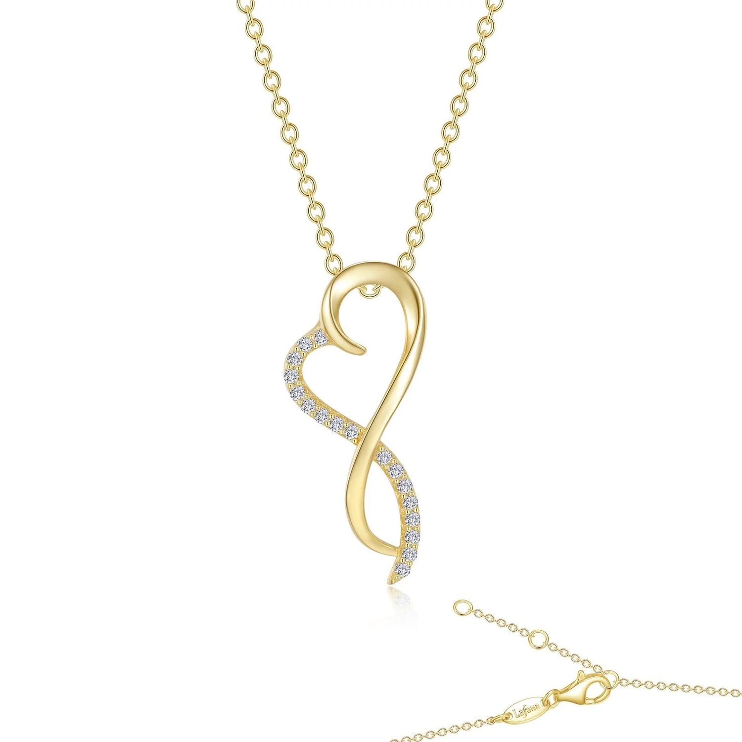 Yellow Gold-Plated Simulated Diamond Infinity Heart Necklace Yellow Gold-Plated Simulated Diamond Infinity Heart Necklace