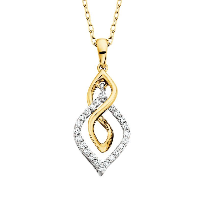 10KT TwoTone Gold Diamond Twist Pendant Necklace