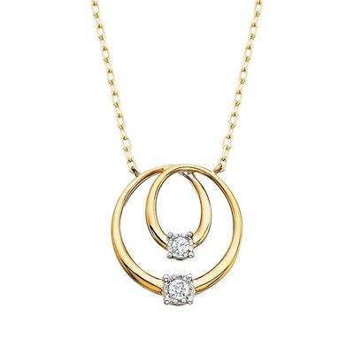 10KT Yellow Gold Dual Diamond Eternity Circle Necklace