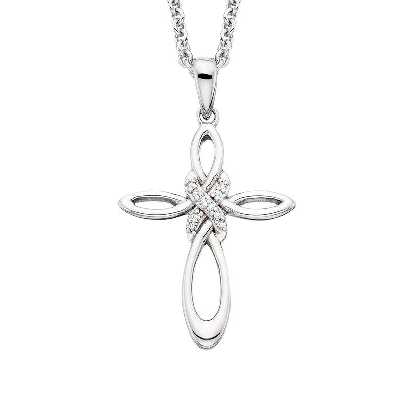 Silver Diamond Accent Infinity Cross Necklace