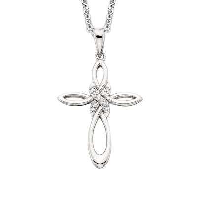 Silver Diamond Accent Infinity Cross Necklace