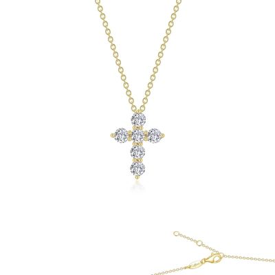 Yellow Gold Plated 1.02CTW Simulated Diamond Cross Necklace