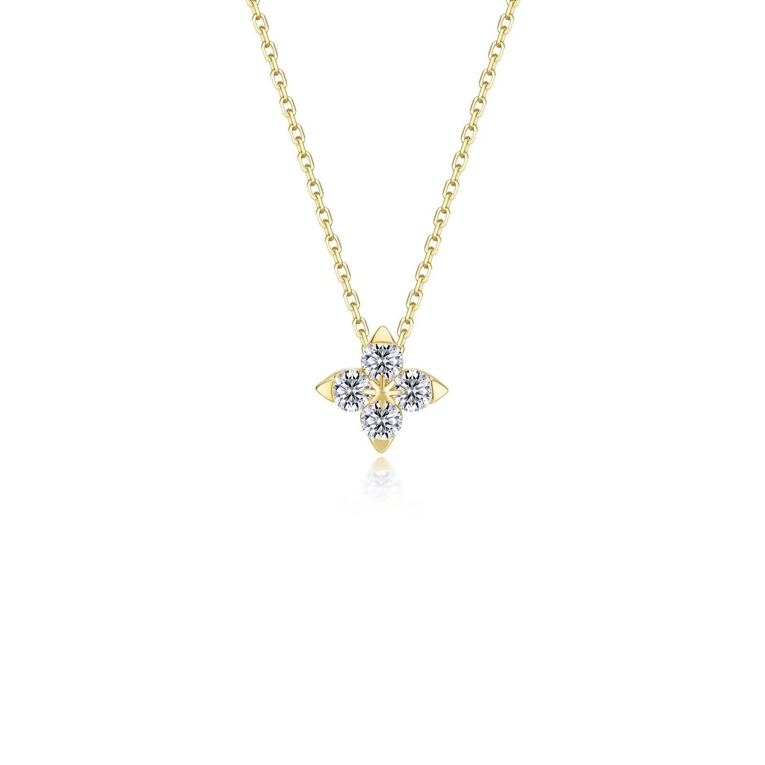 Yellow Gold-Plated Simulated Diamond Trillium Superbloom Necklace