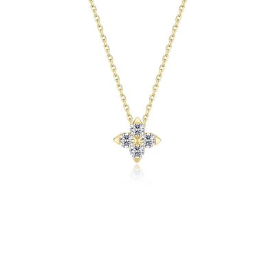 Yellow Gold-Plated Simulated Diamond Trillium Superbloom Necklace