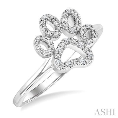 Silver Diamond Dog Paw Ring