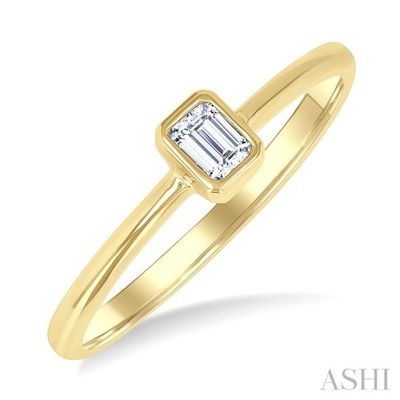 10KT Yellow Gold Emerald-Cut Diamond Bezel Ring