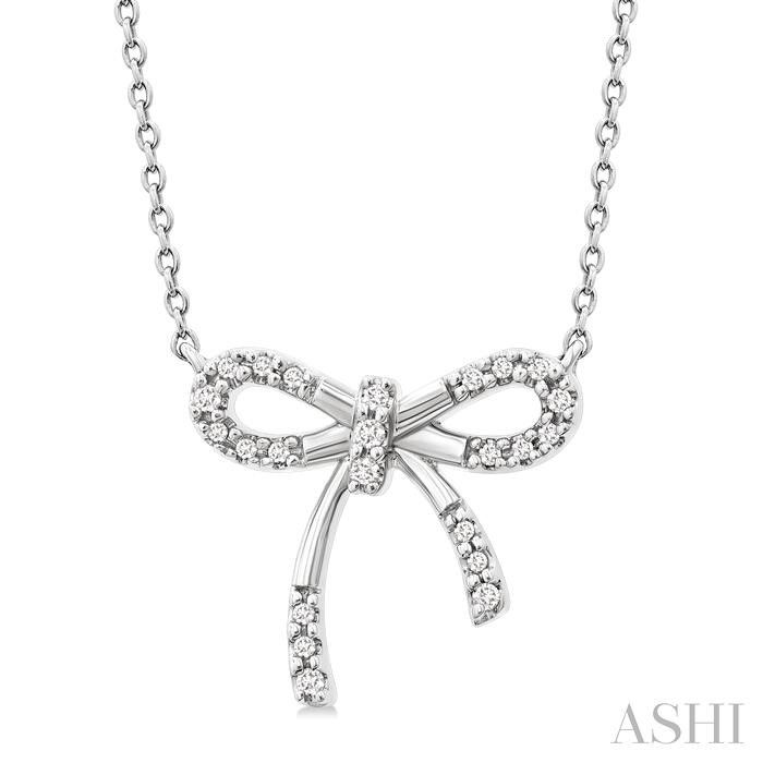Silver Round Diamond Bow Necklace