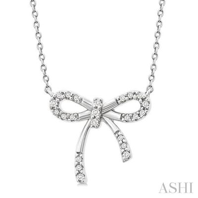 Silver Round Diamond Bow Necklace Silver Round Diamond Bow Necklace