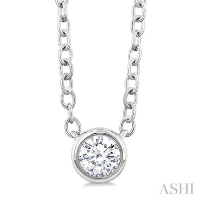 10KT White Gold Round Diamond Bezel Necklace