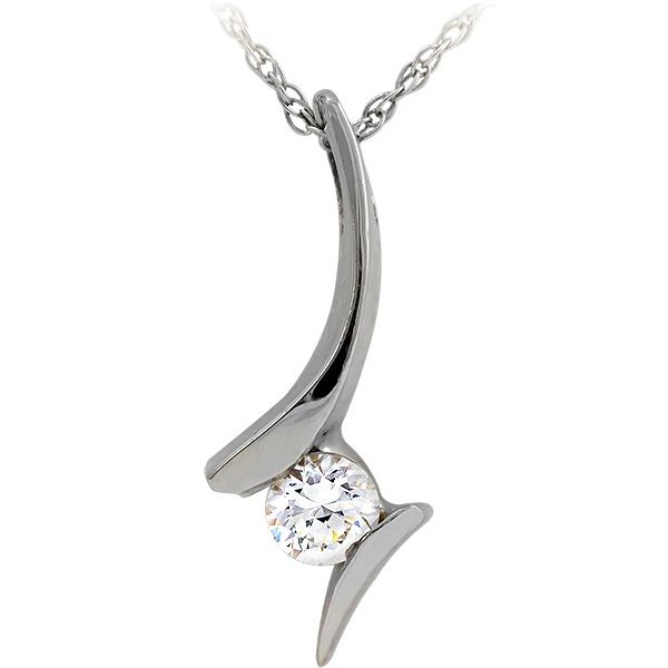 14KT White Gold .14CT Round Diamond Bypass Pendant Necklace 14KT White Gold .14CT Round Diamond Bypass Pendant Necklace