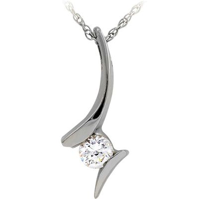 14KT White Gold .14CT Round Diamond Bypass Pendant Necklace 14KT White Gold .14CT Round Diamond Bypass Pendant Necklace