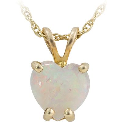 14KT Yellow Gold Heart White Opal Necklace 14KT Yellow Gold Heart White Opal Necklace