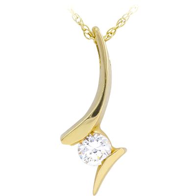 14KT Yellow Gold .14CT Round Diamond Bypass Pendant Necklace 14KT Yellow Gold .14CT Round Diamond Bypass Pendant Necklace