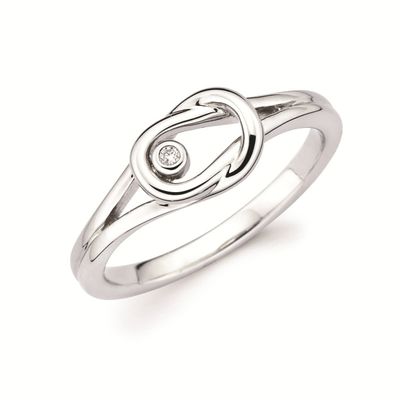 Silver Round Diamond Accent Love Knot Ring