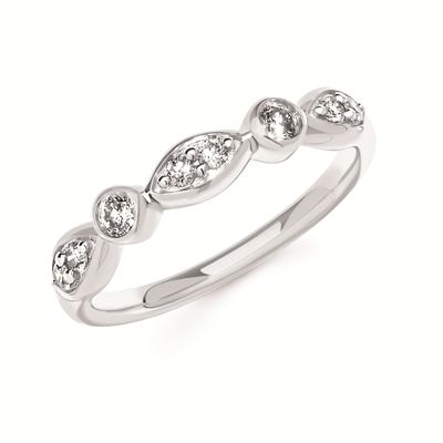 Silver Round Diamond Stackable Band Silver Round Diamond Stackable Band