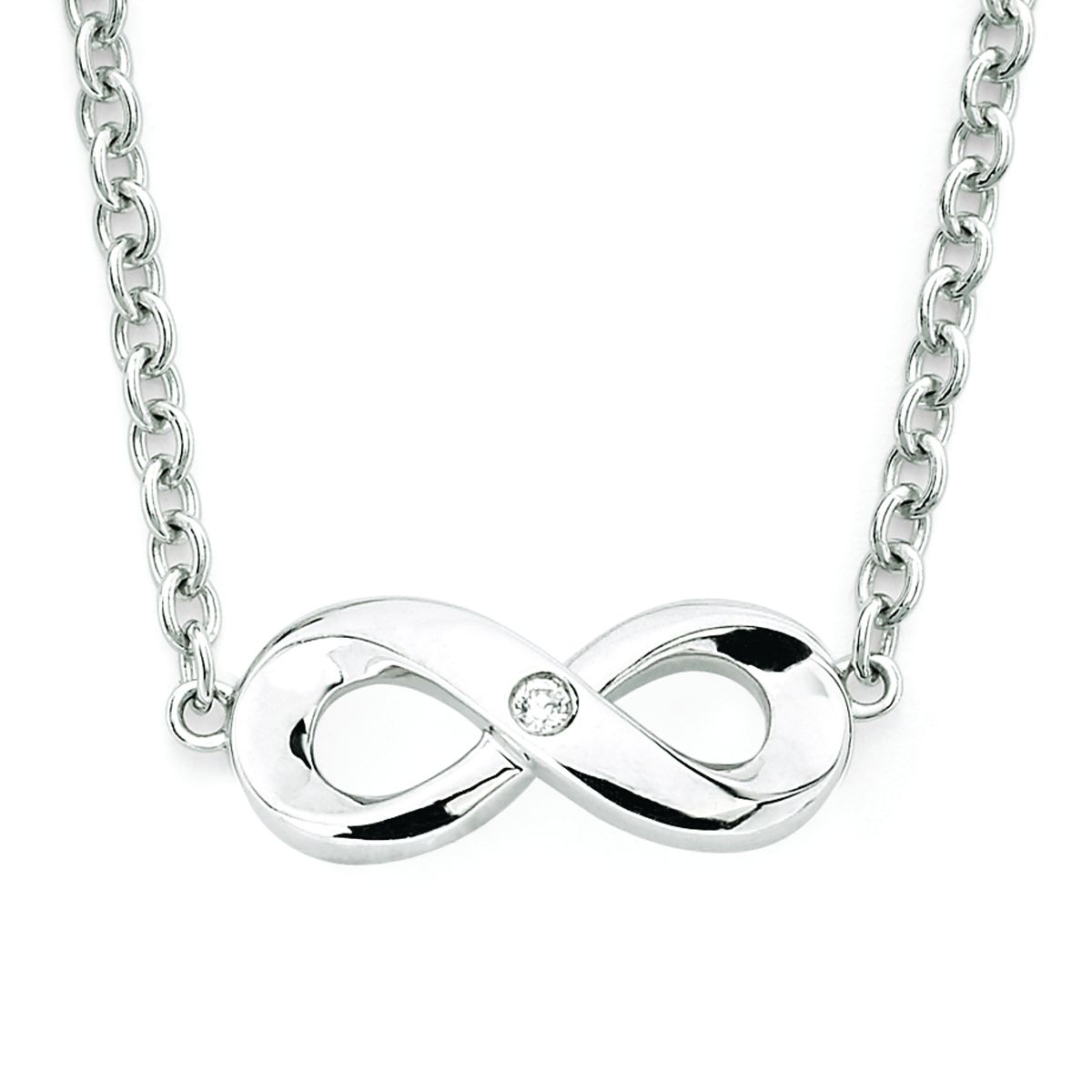 Silver Round Diamond Accent Petite Infinity Necklace