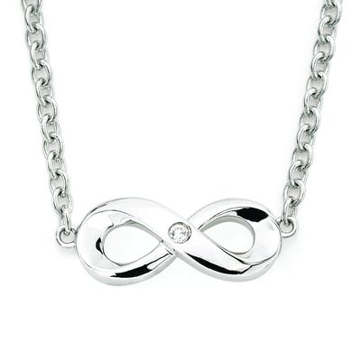 Silver Round Diamond Accent Petite Infinity Necklace