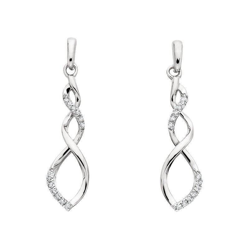 Silver Diamond Accent Dual Spiral Dangle Earrings