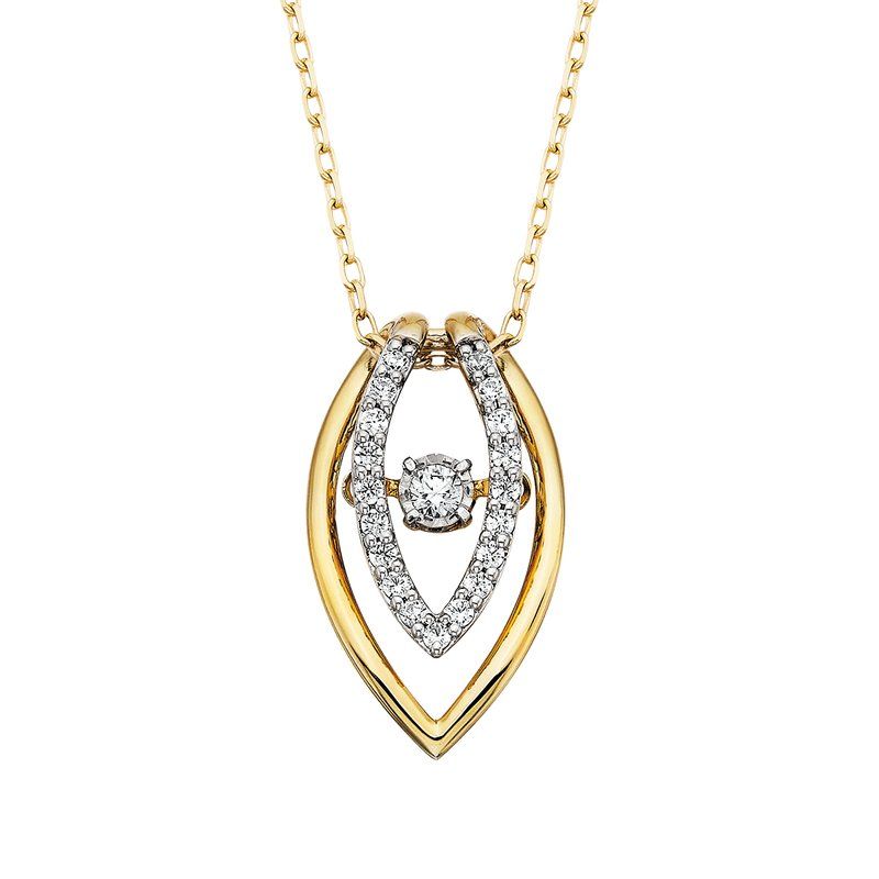 10KT Yellow Gold Diamond Dancer Loop Pendant Necklace