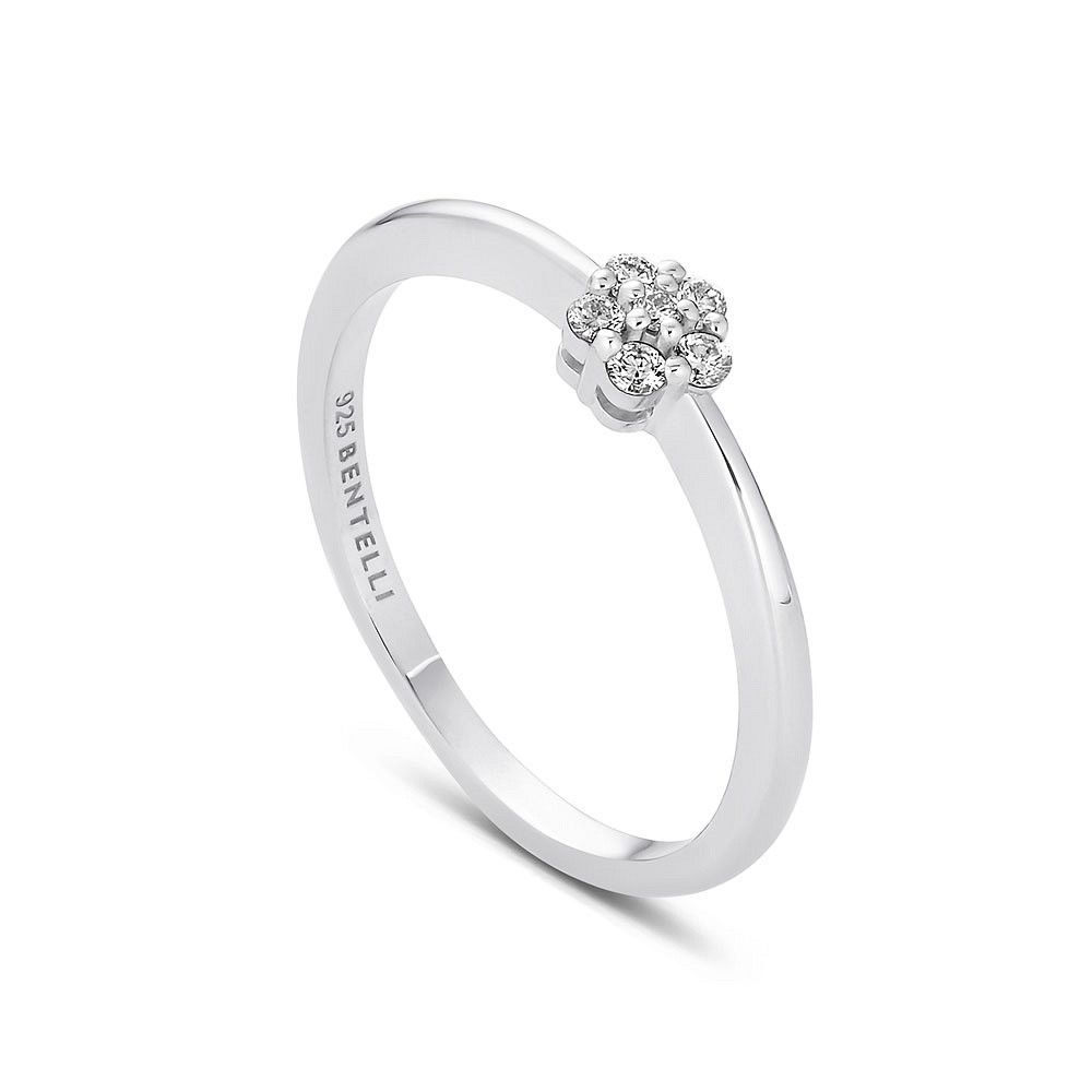 Silver Six Round Lab Diamond Cluster Ring