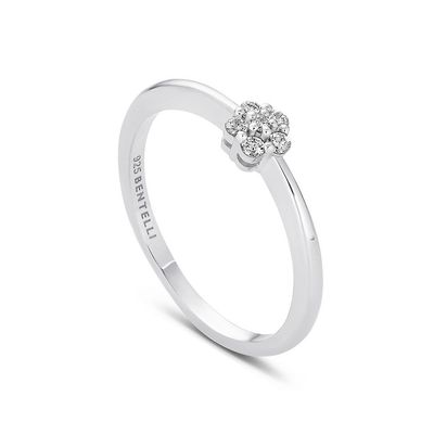 Silver Six Round Lab Diamond Cluster Ring