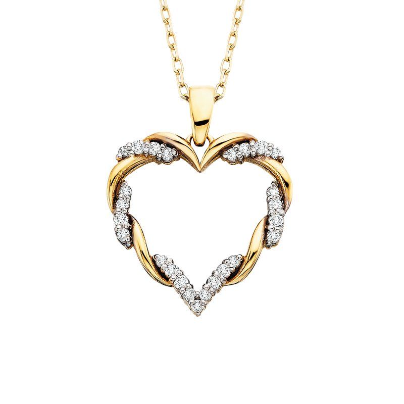 10KT Yellow Gold Round Diamond Accent Woven Open Heart Pendant Necklace 10KT Yellow Gold Round Diamond Accent Woven Open Heart Pendant Necklace