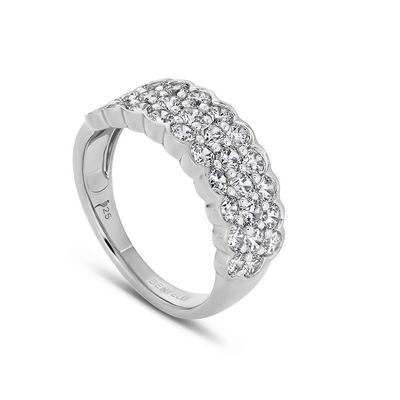 Silver Triple Row Round Lab Diamond Band