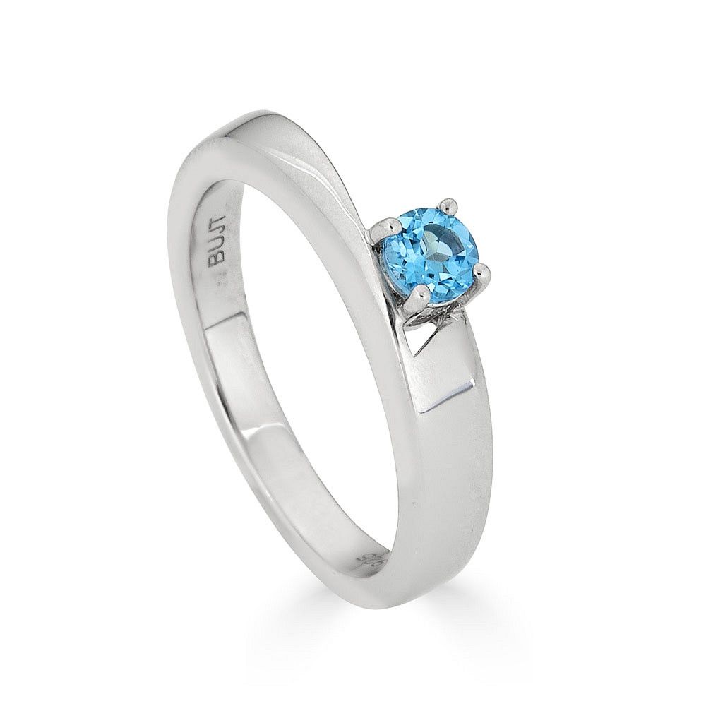 Silver Round Blue Topaz Ring