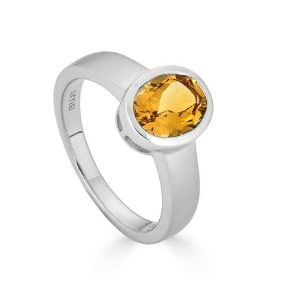 Silver Bezel-Set Oval Citrine Ring