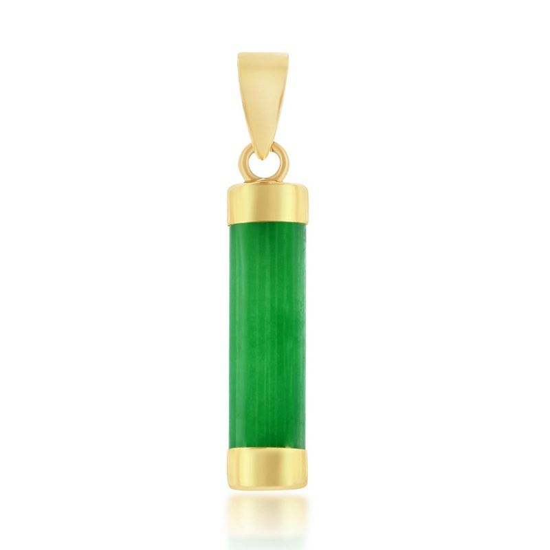 14KT Yellow Gold 15mm Jade Cylinder Pendant