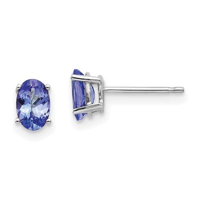 14KT White Gold Oval Tanzanite Stud Earrings