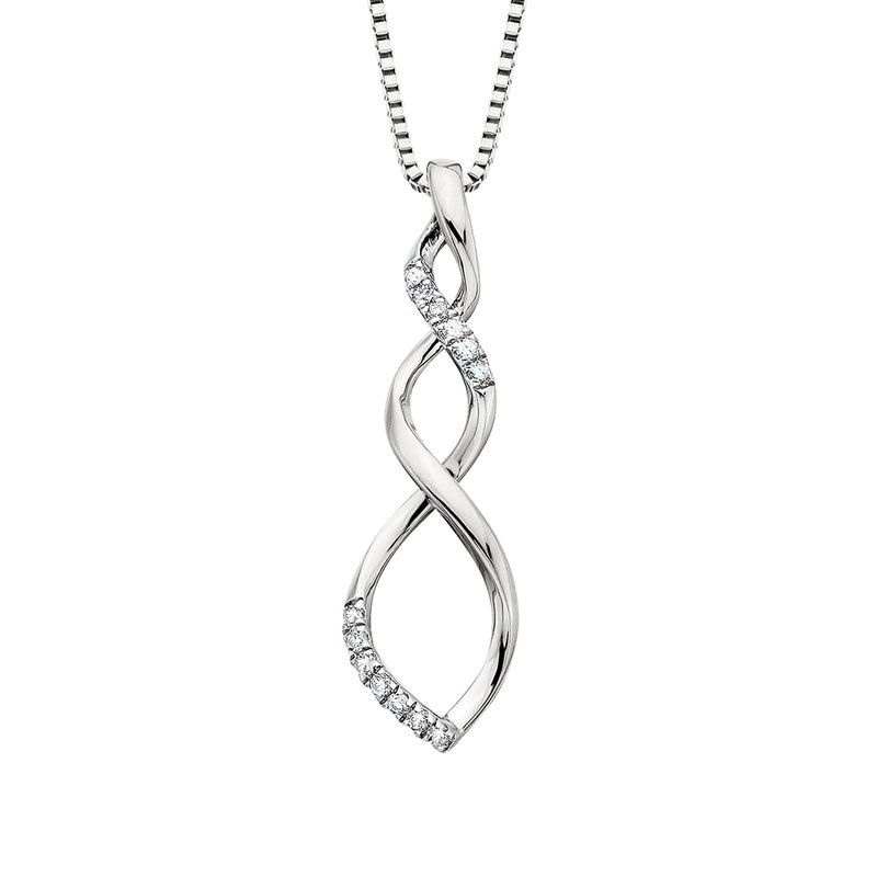Silver Round Diamond Accent Spiral Pendant Necklace