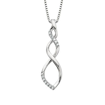 Silver Round Diamond Accent Spiral Pendant Necklace