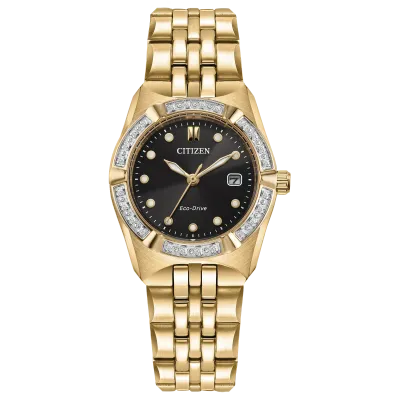 Citizen Gold Tone Black Dial Corso Watch Citizen Gold Tone Black Dial Corso Watch