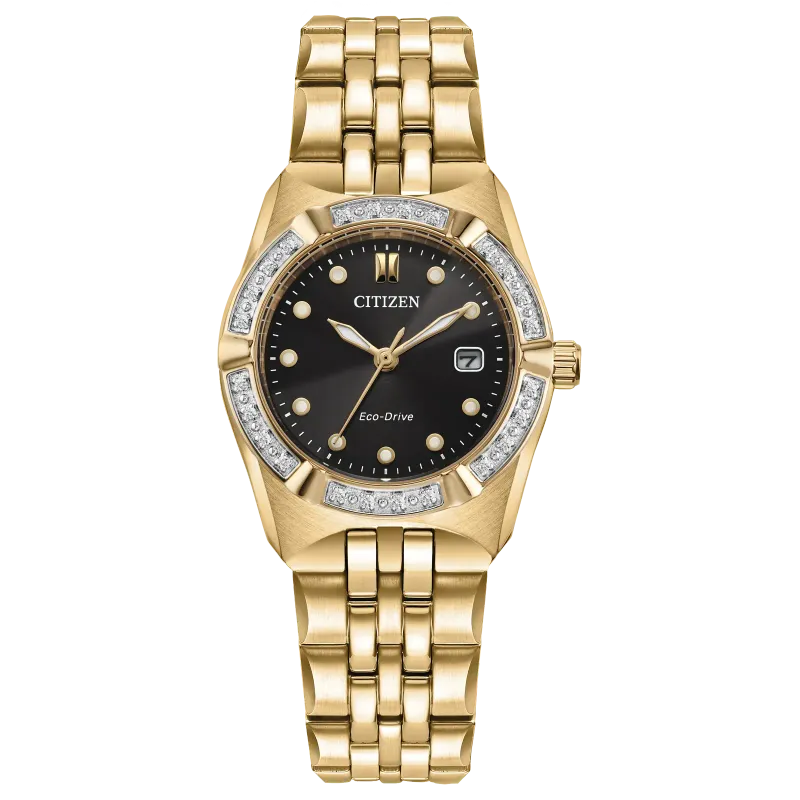 Citizen Gold Tone Black Dial Corso Watch